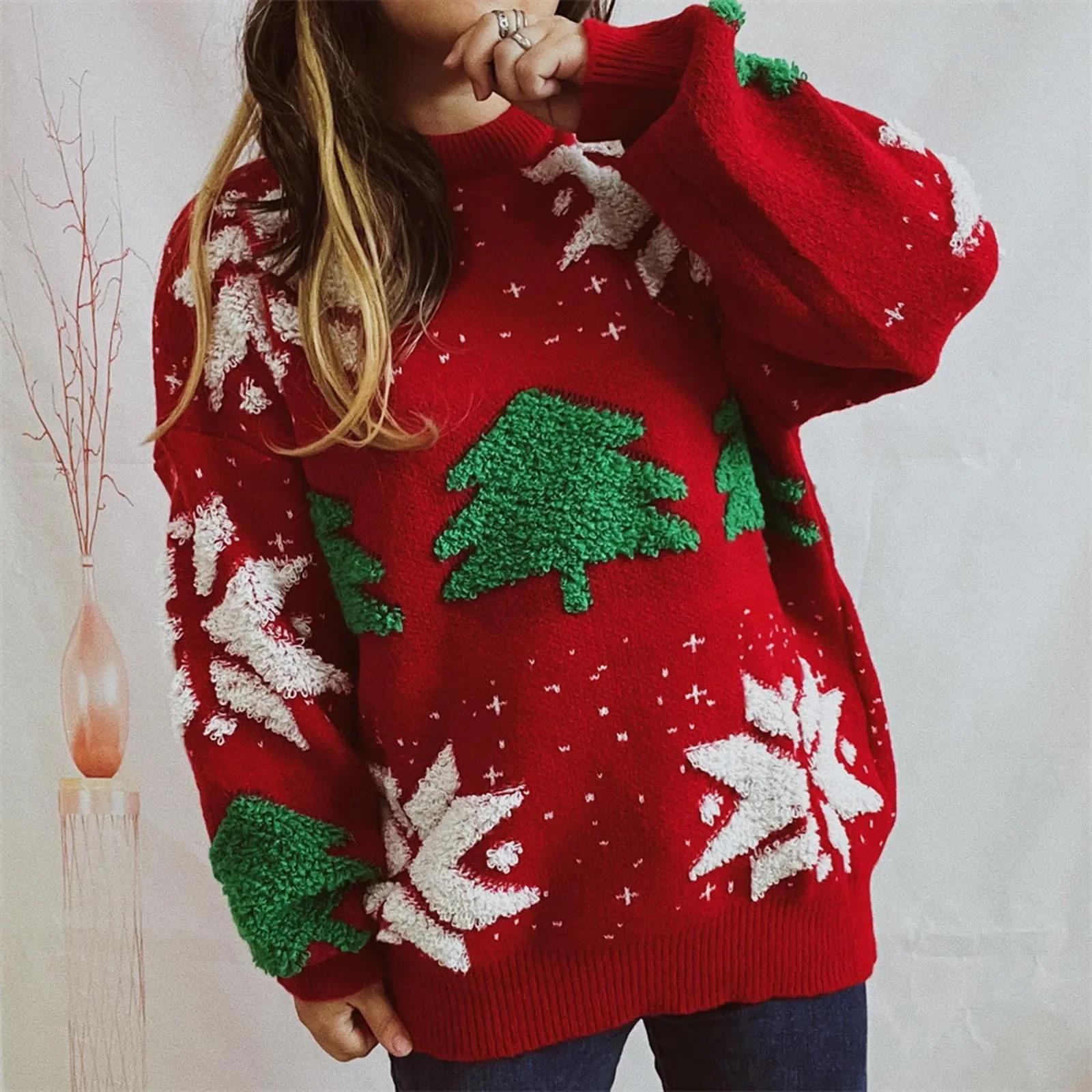 Christmas Red Women Sweater Autumer Winter Knitted Pullover Loose Korean Fashion Long Sleeve Warm Woman Knit Casual Xmas Jumpers
Christmas Red Women Sweater Autumer Winter Knitted Pullover Loose Korean Fashion Long Sleeve Warm Woman Knit Casual Xmas Jumpers