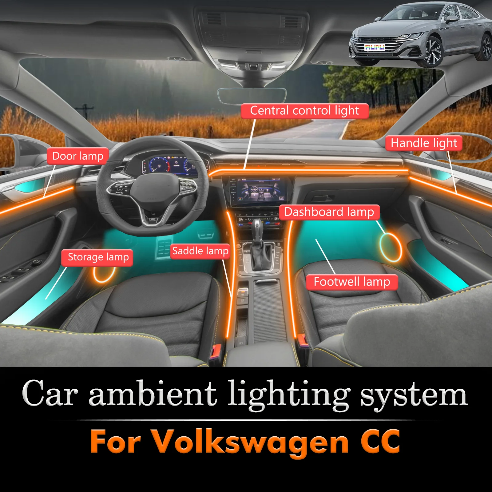 For Volkswagen CC Car Interior Decorative Ambient Light RGB 64-Color LED Smart Remote Control Energy Saving Efficient Kit
For Volkswagen CC Car Interior Decorative Ambient Light RGB 64-Color LED Smart Remote Control Energy Saving Efficient Kit