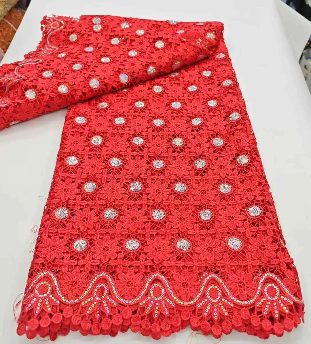 2025 New African French Nigerian High End Guipure Lace Fabric With Sequins Mesh for Embroidery Wedding Party Bride Sewing Dress
2025 New African French Nigerian High End Guipure Lace Fabric With Sequins Mesh for Embroidery Wedding Party Bride Sewing Dress