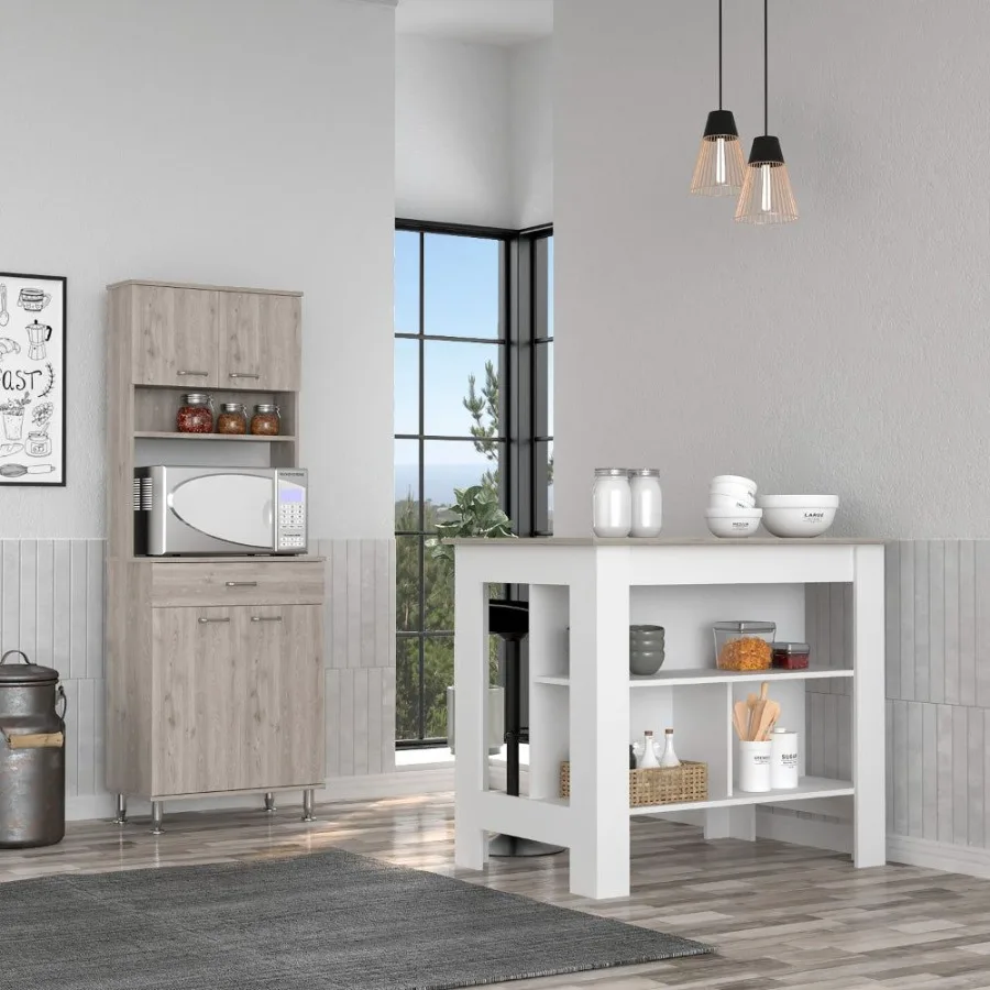 Newton 8Shelf 1Drawer 2piece Kitchen Set Kitchen Island and Pantry Cabinet White and Light Gray
Newton 8Shelf 1Drawer 2piece Kitchen Set Kitchen Island and Pantry Cabinet White and Light Gray