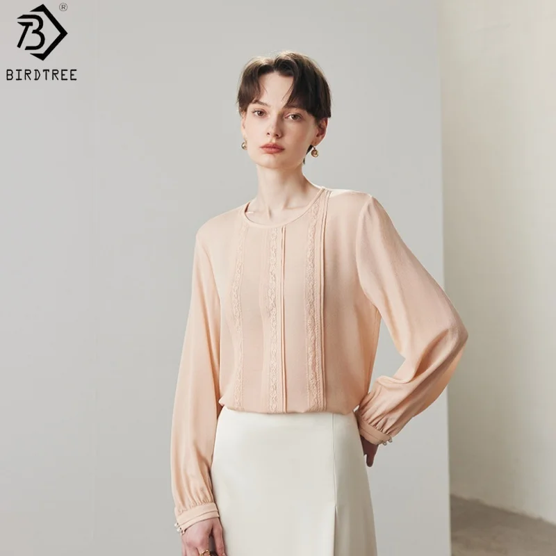 Birdtree,19MM 100% Real Silk Solid Blouse,Commuting Style,Women's Crepe Full Sleeve O-neck Casual Tops,2026 New Shirt T61520JF
Birdtree,19MM 100% Real Silk Solid Blouse,Commuting Style,Women's Crepe Full Sleeve O-neck Casual Tops,2026 New Shirt T61520JF