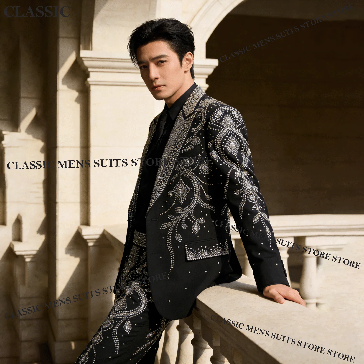 Elegant Men Suits Metallic Jewelry Ornament Tuxedo 2 Piece Wedding Groom Male Prom Blazer Slim Party Ternos Completo Customized
Elegant Men Suits Metallic Jewelry Ornament Tuxedo 2 Piece Wedding Groom Male Prom Blazer Slim Party Ternos Completo Customized