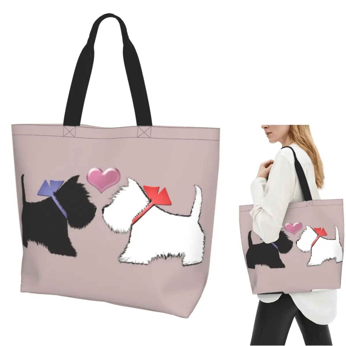 Westie Dog And Scotty Dog Art Shopping Tote Bag Canvas Large Capacity Shoulder Bags Shopper Grocery Handbag for Women
Westie Dog And Scotty Dog Art Shopping Tote Bag Canvas Large Capacity Shoulder Bags Shopper Grocery Handbag for Women