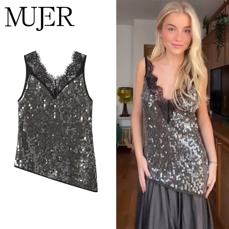 MUJER кружевные топы с блестками для женщин, асимметричные роскошные женские топы, кокетливые топы без рукавов, женские блестящие майки, топ на бретельках, женский
MUJER кружевные топы с блестками для женщин, асимметричные роскошные женские топы, кокетливые топы без рукавов, женские блестящие майки, топ на бретельках, женский