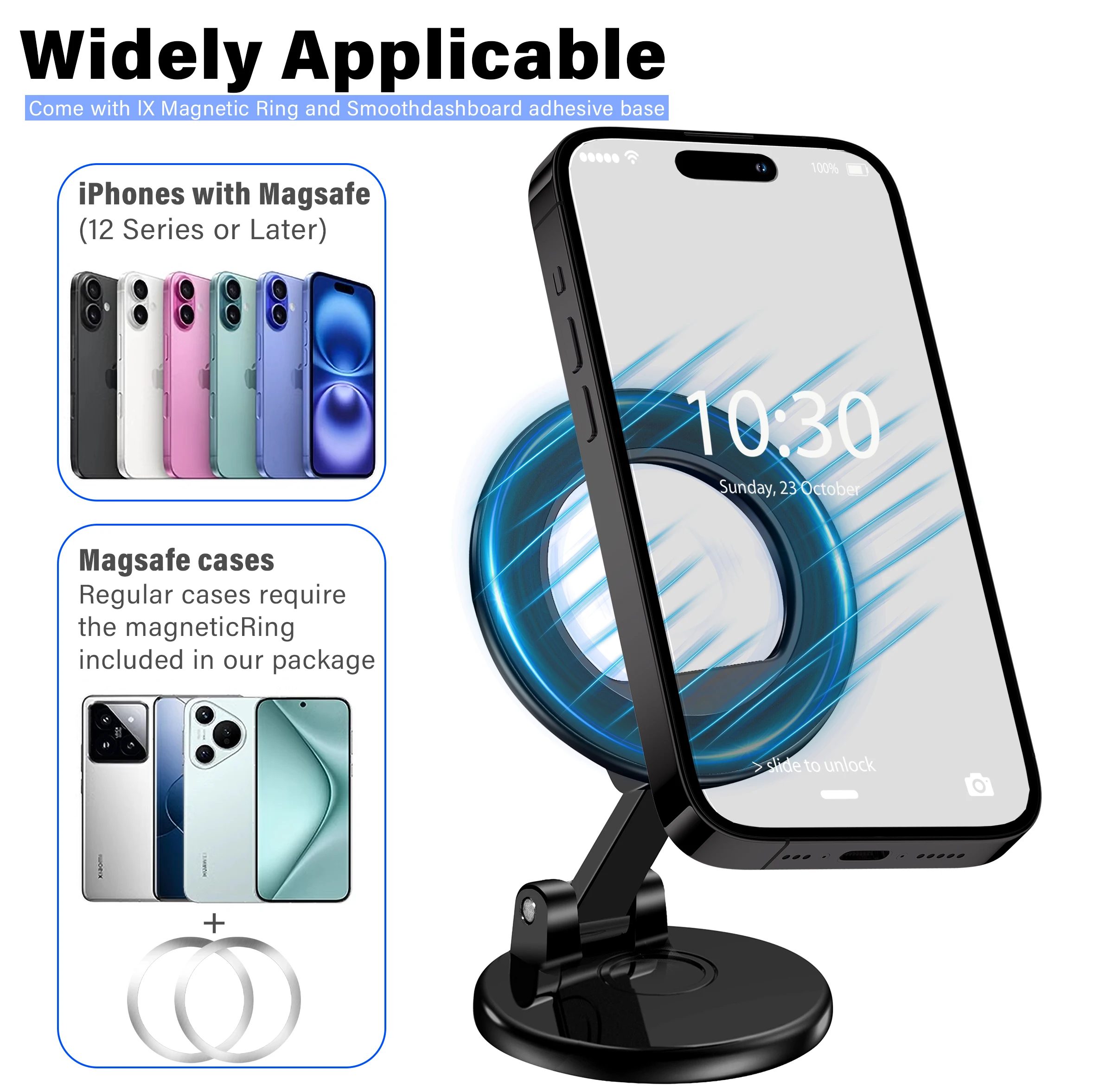Magnetic Car Phone Holder for : 360°Rotation & Double Folding Phone Holder Compatible with All Mmartphones & Car Models (Black)
Magnetic Car Phone Holder for : 360°Rotation & Double Folding Phone Holder Compatible with All Mmartphones & Car Models (Black)