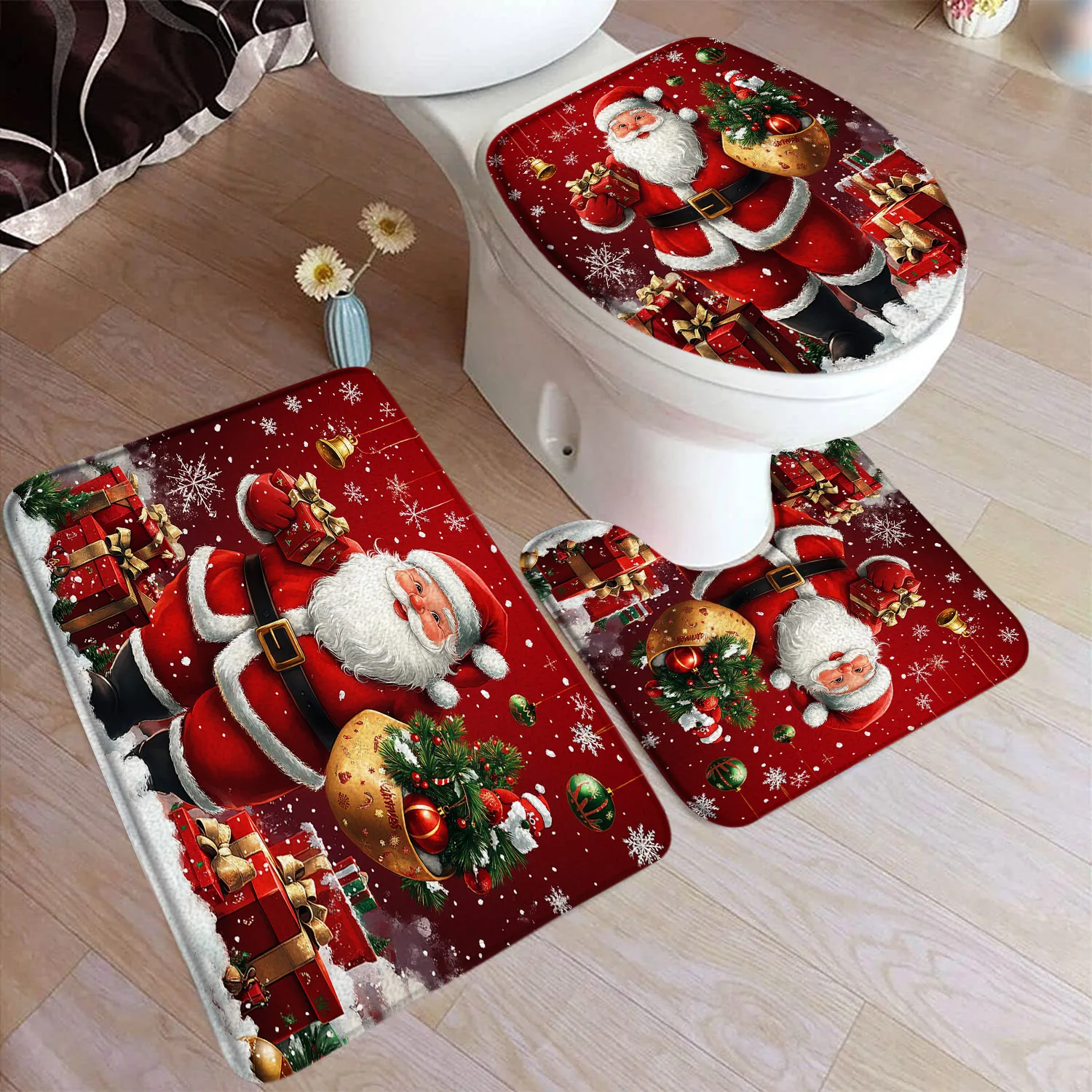 Red Santa Claus Bath Mat Set Pine Branch Xmas Balls Gift Snowflake Christmas Home Bathroom Decor Floor Rug U-Mats Toilet Cover
Red Santa Claus Bath Mat Set Pine Branch Xmas Balls Gift Snowflake Christmas Home Bathroom Decor Floor Rug U-Mats Toilet Cover