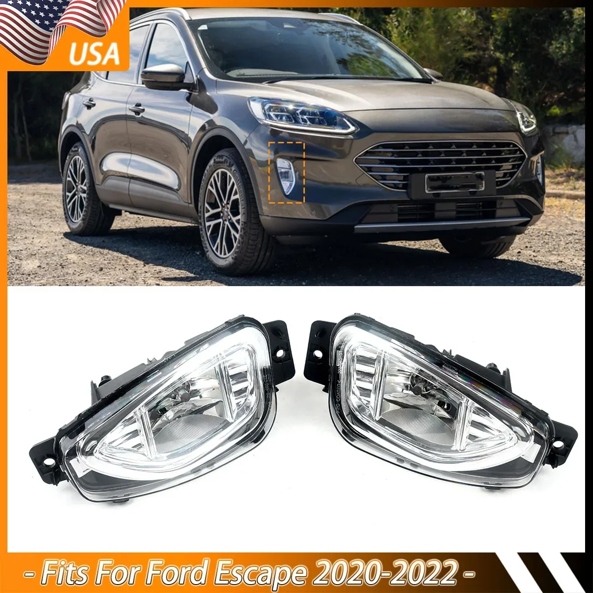 1 Pair Front Bumper Fog Light Halogen Fog Lamp for Ford Escape 2020 2021 2022 US Version Only
1 Pair Front Bumper Fog Light Halogen Fog Lamp for Ford Escape 2020 2021 2022 US Version Only