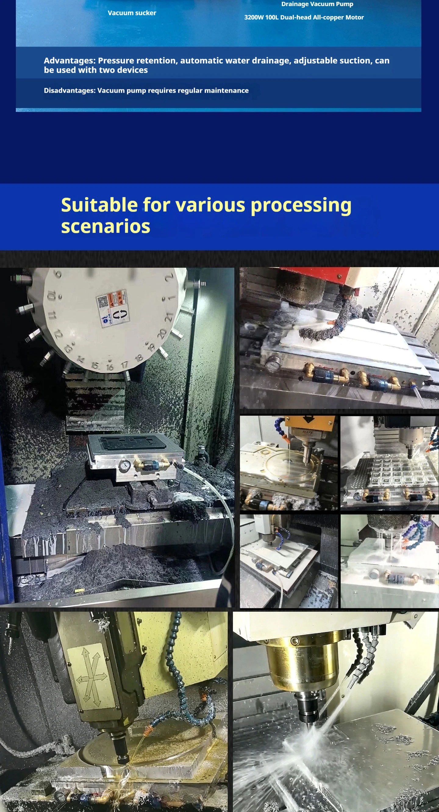 CNC multi-point vacuum suction cup no sealing strip high-strength industrial PVC aluminum plate milling machine machining center
CNC multi-point vacuum suction cup no sealing strip high-strength industrial PVC aluminum plate milling machine machining center