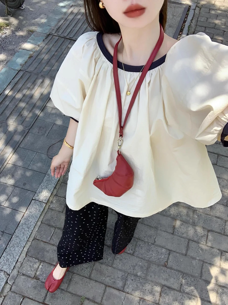 Легкий хлопково-льняной топ с круглым вырезом и короткими рукавами-фонариками, женский летний дизайн, защита от солнца, розовый цвет
Легкий хлопково-льняной топ с круглым вырезом и короткими рукавами-фонариками, женский летний дизайн, защита от солнца, розовый цвет