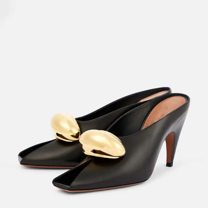 Women Patent Leather Square Toe Mules with Metal Buckle High Heel Slip-on Slippers
Women Patent Leather Square Toe Mules with Metal Buckle High Heel Slip-on Slippers