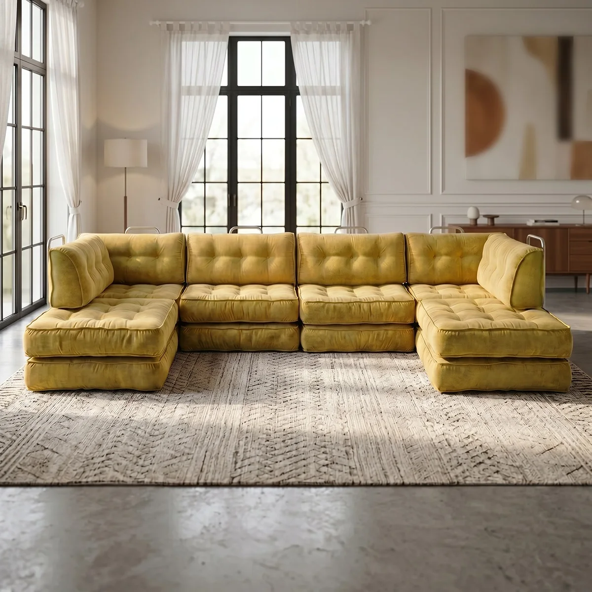 Modular U-Shaped Sectional Sofa, Oversized Convertible Couch with Free Combination, Modular Floor Sofa for Large Living Rooms
Modular U-Shaped Sectional Sofa, Oversized Convertible Couch with Free Combination, Modular Floor Sofa for Large Living Rooms