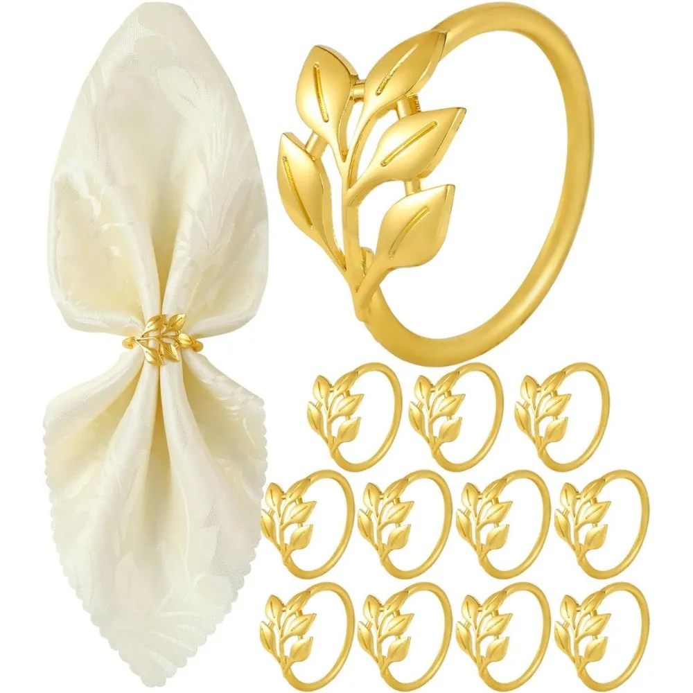 Gold Napkin Rings Set of 12, Shiny Zinc Alloy, Durable Polished Leaf Shaped Napkin Rings Fits Any Beautiful Table Decor
Gold Napkin Rings Set of 12, Shiny Zinc Alloy, Durable Polished Leaf Shaped Napkin Rings Fits Any Beautiful Table Decor