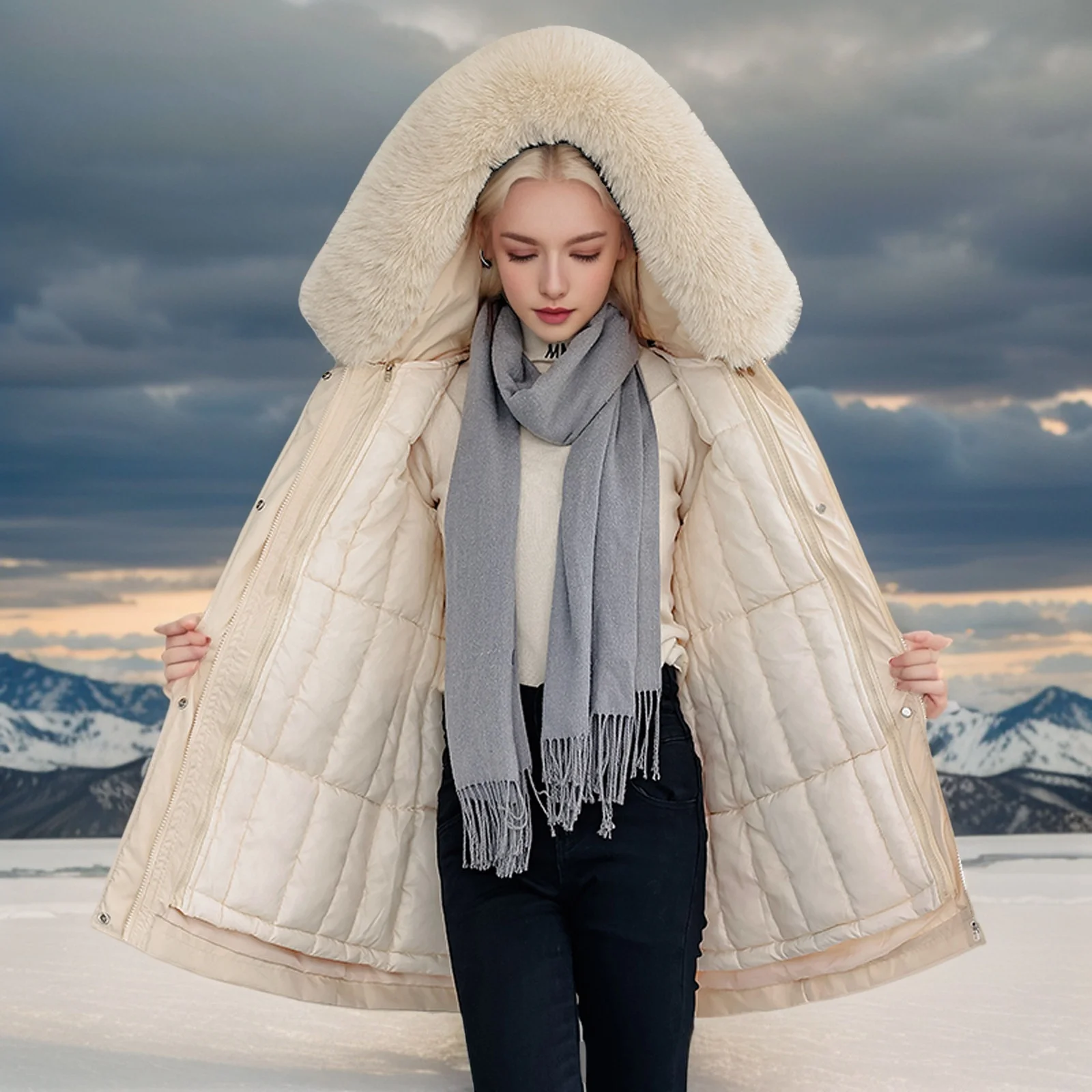 Parkas Long Winter Jacket Woman Womens Autumn Cozy Fleece Feminine Fur-Collar French Style Soft Filling Fitting Thick Rainproof
Parkas Long Winter Jacket Woman Womens Autumn Cozy Fleece Feminine Fur-Collar French Style Soft Filling Fitting Thick Rainproof