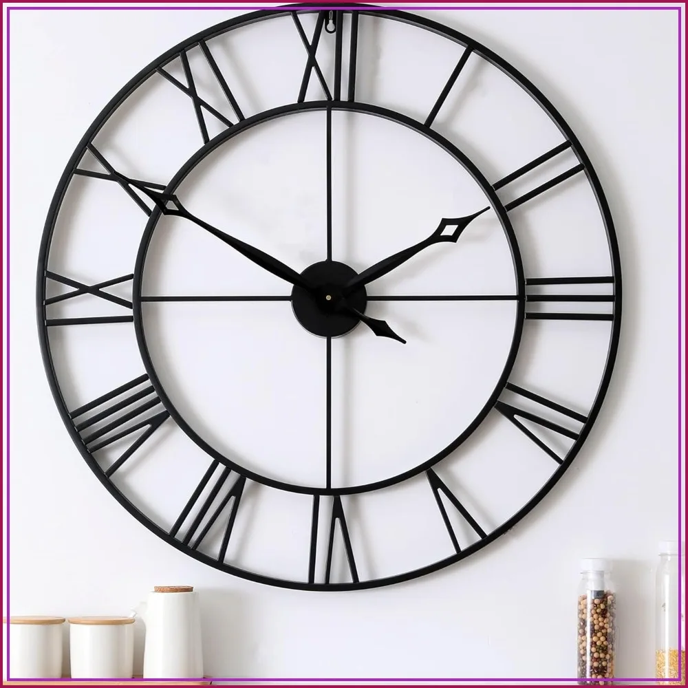 30 Inch Oversized Roman Numeral Wall Clock, Modern Black Metal Decor for Living Room
30 Inch Oversized Roman Numeral Wall Clock, Modern Black Metal Decor for Living Room