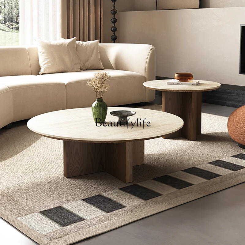 Small apartment simple modern living room light luxury round medieval rock slab coffee table
Small apartment simple modern living room light luxury round medieval rock slab coffee table