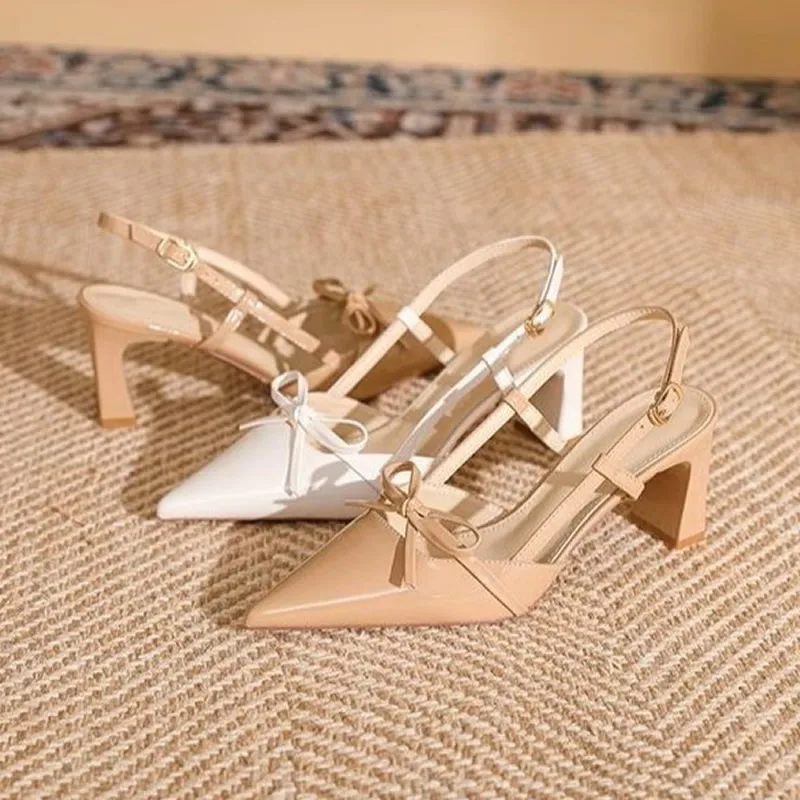 Pointed Toe Shallow Women Sandals Bow Mid Heels Shoes Fad Slingback Pumps 2025 Trend Summer Designer Party Sandalias De Mujer
Pointed Toe Shallow Women Sandals Bow Mid Heels Shoes Fad Slingback Pumps 2025 Trend Summer Designer Party Sandalias De Mujer