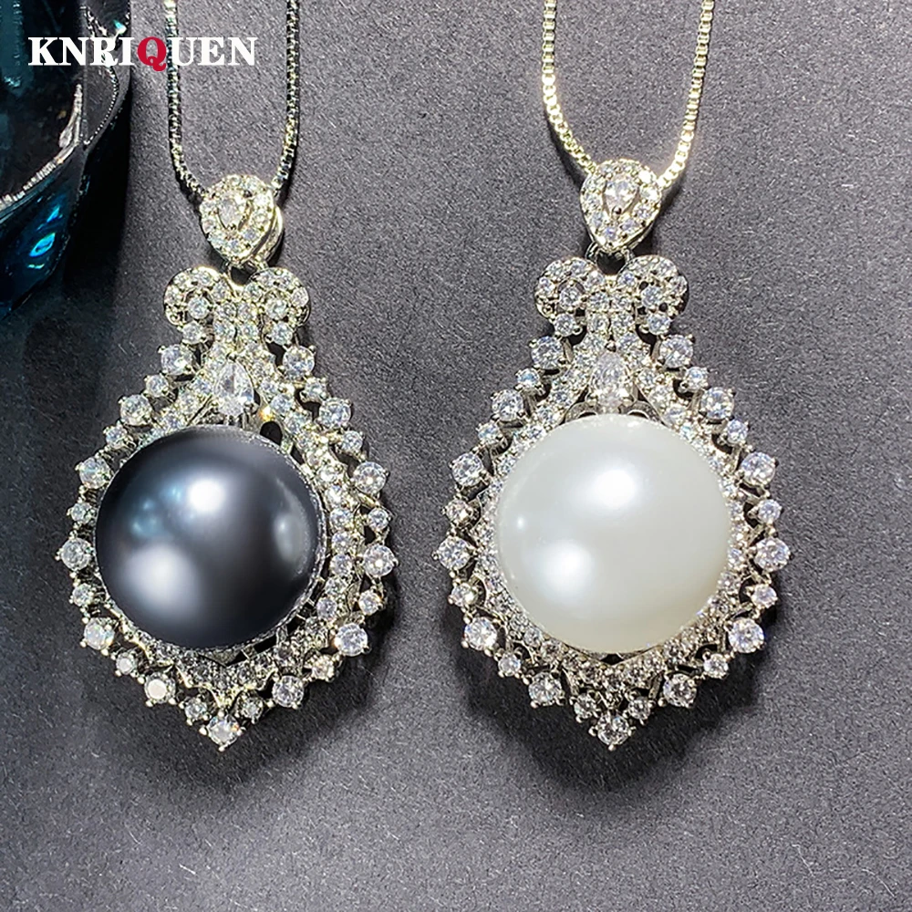 Luxury 16mm White Black Big Pearl Gemstone Pendant Necklace for Women High Carbon Diamonds Party Fine Jewelry Anniversary Gifts
Luxury 16mm White Black Big Pearl Gemstone Pendant Necklace for Women High Carbon Diamonds Party Fine Jewelry Anniversary Gifts