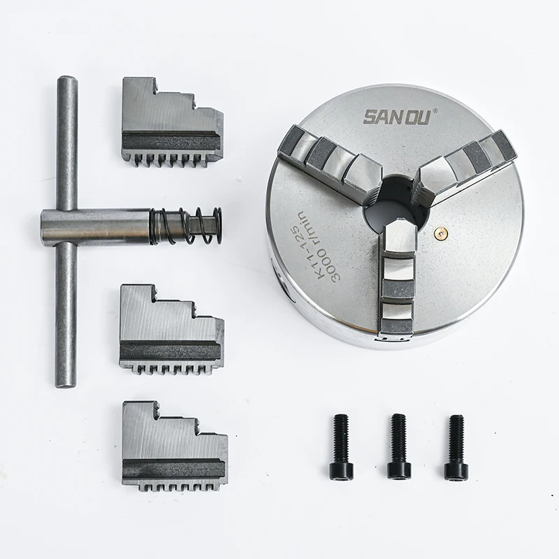 three-jaw self-centering lathe chuck 125mm aperture 38mm steel manual ball chuck K11-125 model, high precision
three-jaw self-centering lathe chuck 125mm aperture 38mm steel manual ball chuck K11-125 model, high precision