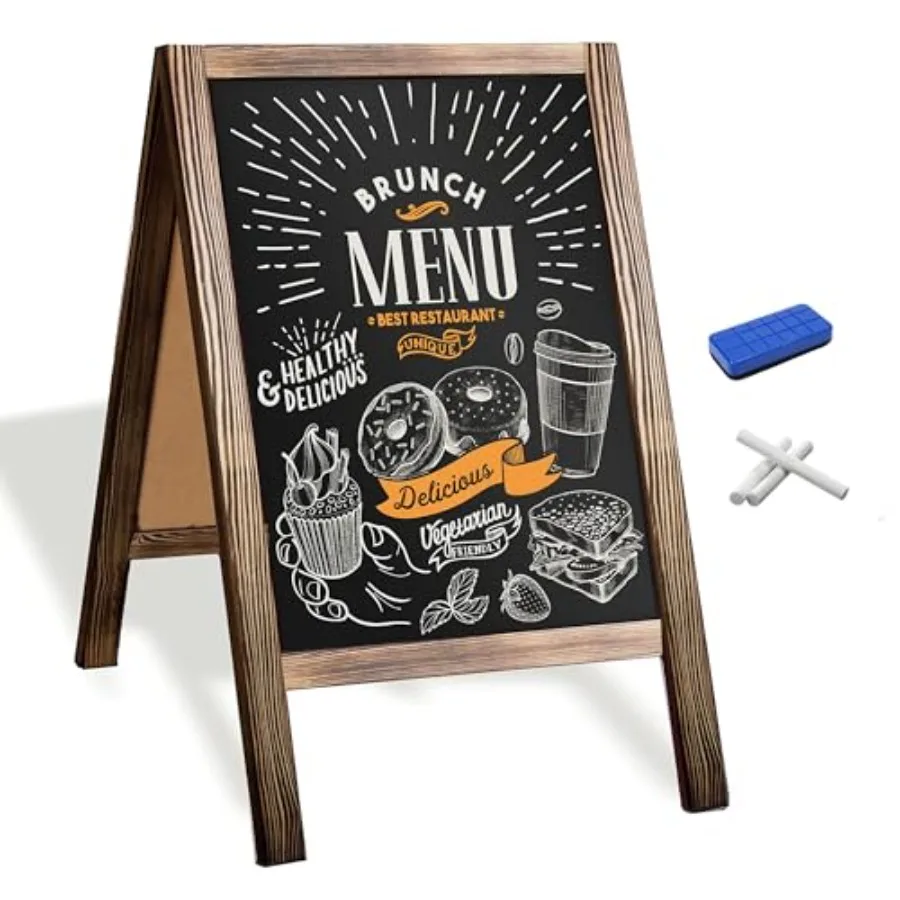 Wooden A-Frame Sign with Eraser and Chalk - 21 x 30 Inch Magnetic Sidewalk Chalkboard Stained Wood Menu for Restaurant Business
Wooden A-Frame Sign with Eraser and Chalk - 21 x 30 Inch Magnetic Sidewalk Chalkboard Stained Wood Menu for Restaurant Business