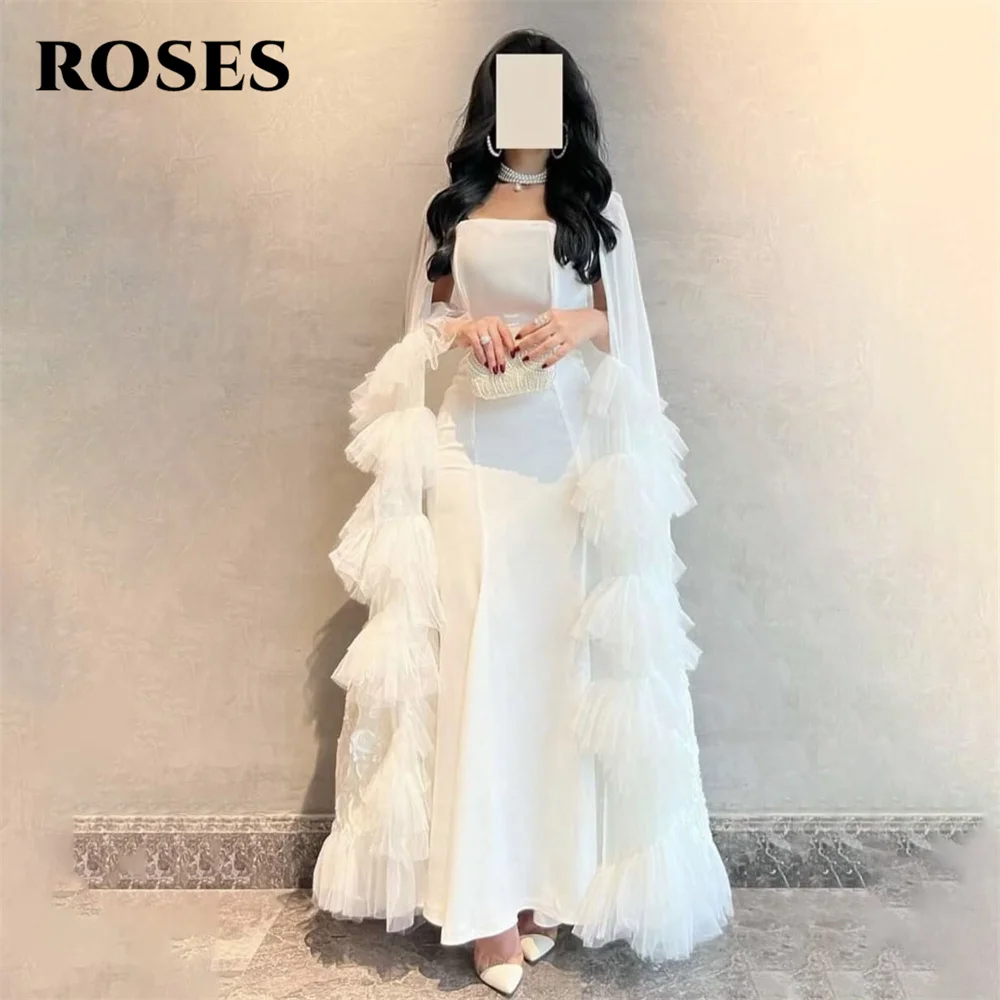 ROSES White Stain Long Party Dress Mermaid Strapless Pleat Night Dress Full Sleeves Celebrity Dress For Woman vestidos de fiesta
ROSES White Stain Long Party Dress Mermaid Strapless Pleat Night Dress Full Sleeves Celebrity Dress For Woman vestidos de fiesta