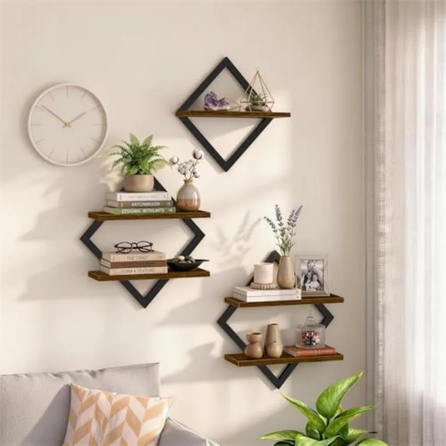 Geometric Floating Shelves Set of 3, Decorative Rustic Wall Shelves for Living Room Bedroom Bathroom Decor, Wood and Metal Farm
Geometric Floating Shelves Set of 3, Decorative Rustic Wall Shelves for Living Room Bedroom Bathroom Decor, Wood and Metal Farm