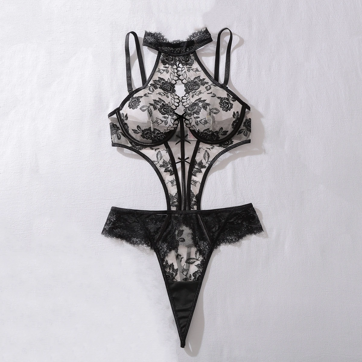 2026 Fashion New Embroidered Bow Bodysuits Women's Perspective Mesh Hollow Jumpsuit Removable Shoulder Strap Halter Neck Shapers
2026 Fashion New Embroidered Bow Bodysuits Women's Perspective Mesh Hollow Jumpsuit Removable Shoulder Strap Halter Neck Shapers