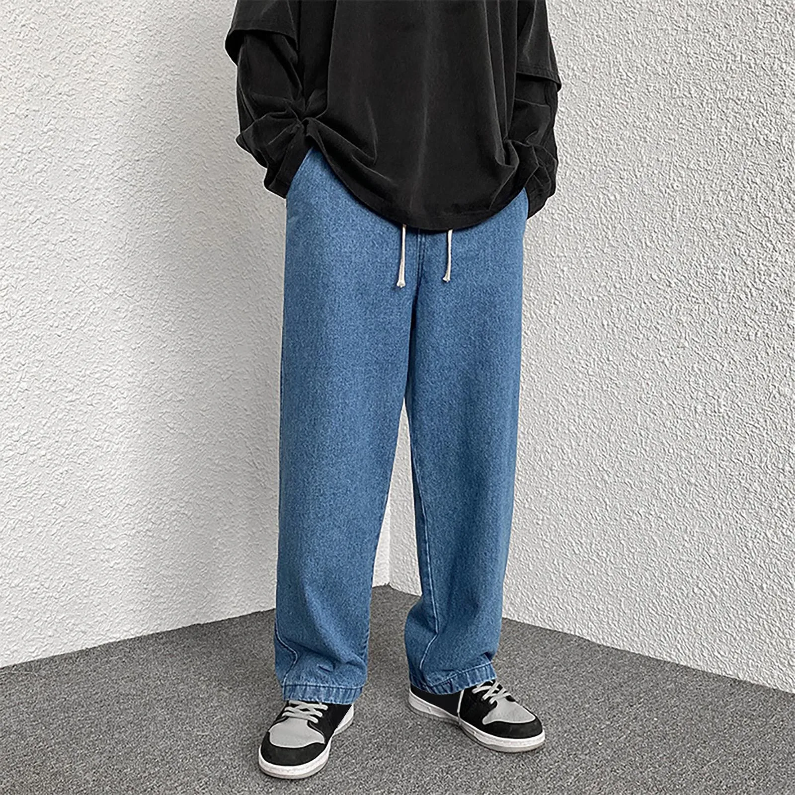 Men's Baggy Drawstring Denim Pants Fashion Loose Straight Wide Leg Jeans Denim Pants Hip Hop Stretch High Street Boyfriend Pants
Men's Baggy Drawstring Denim Pants Fashion Loose Straight Wide Leg Jeans Denim Pants Hip Hop Stretch High Street Boyfriend Pants