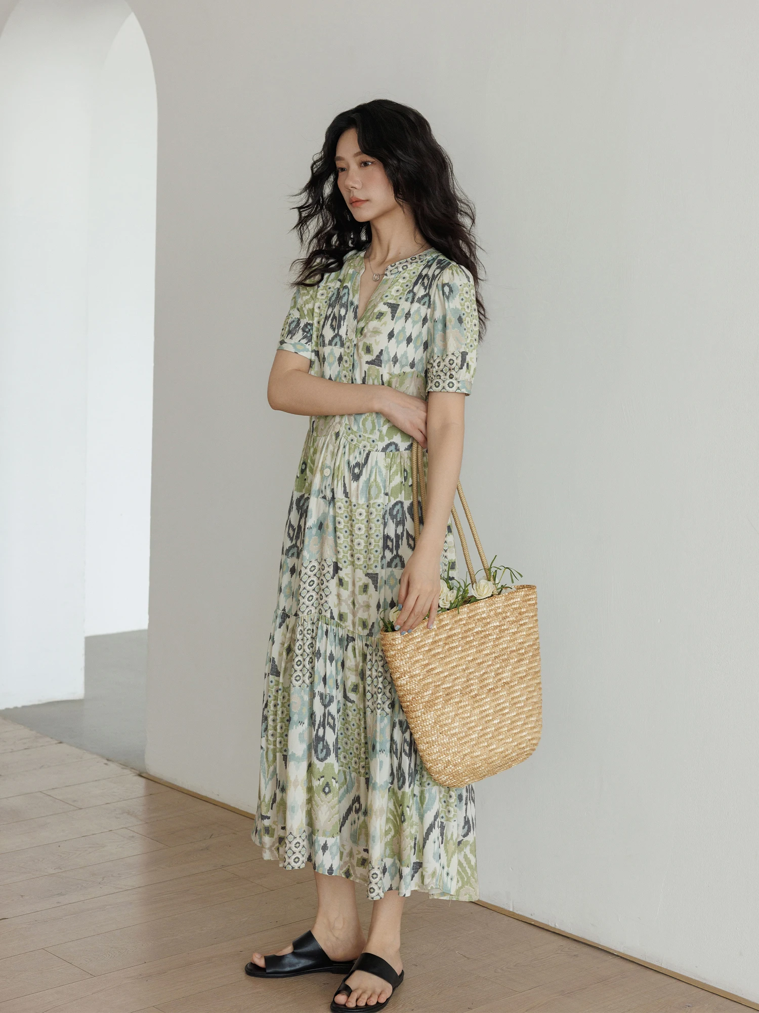 Vaion Sle ort Sve Dr Women's New 2025 V-ne Printed Linen Slimming Long Dr Ci Commute Summer Dr
Vaion Sle ort Sve Dr Women's New 2025 V-ne Printed Linen Slimming Long Dr Ci Commute Summer Dr