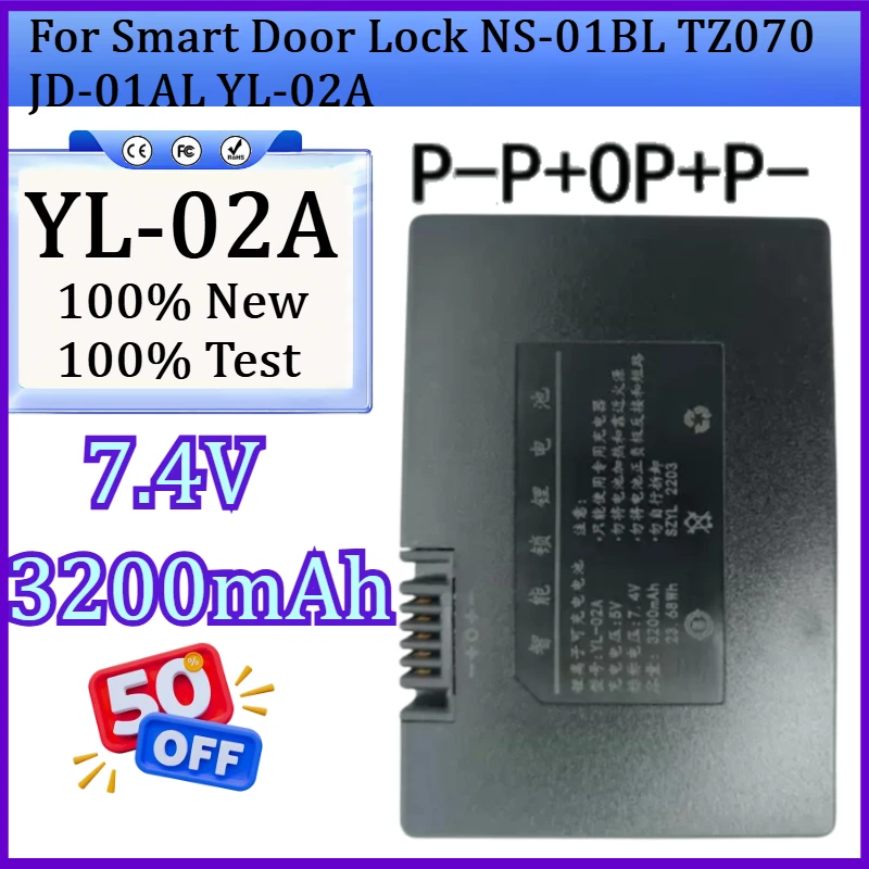Новая батарея YL-02A 7.4V 3200mAh для умных дверных замков, замков с отпечатком пальца, замков с паролем, электронных замков YL-02A.
Новая батарея YL-02A 7.4V 3200mAh для умных дверных замков, замков с отпечатком пальца, замков с паролем, электронных замков YL-02A.