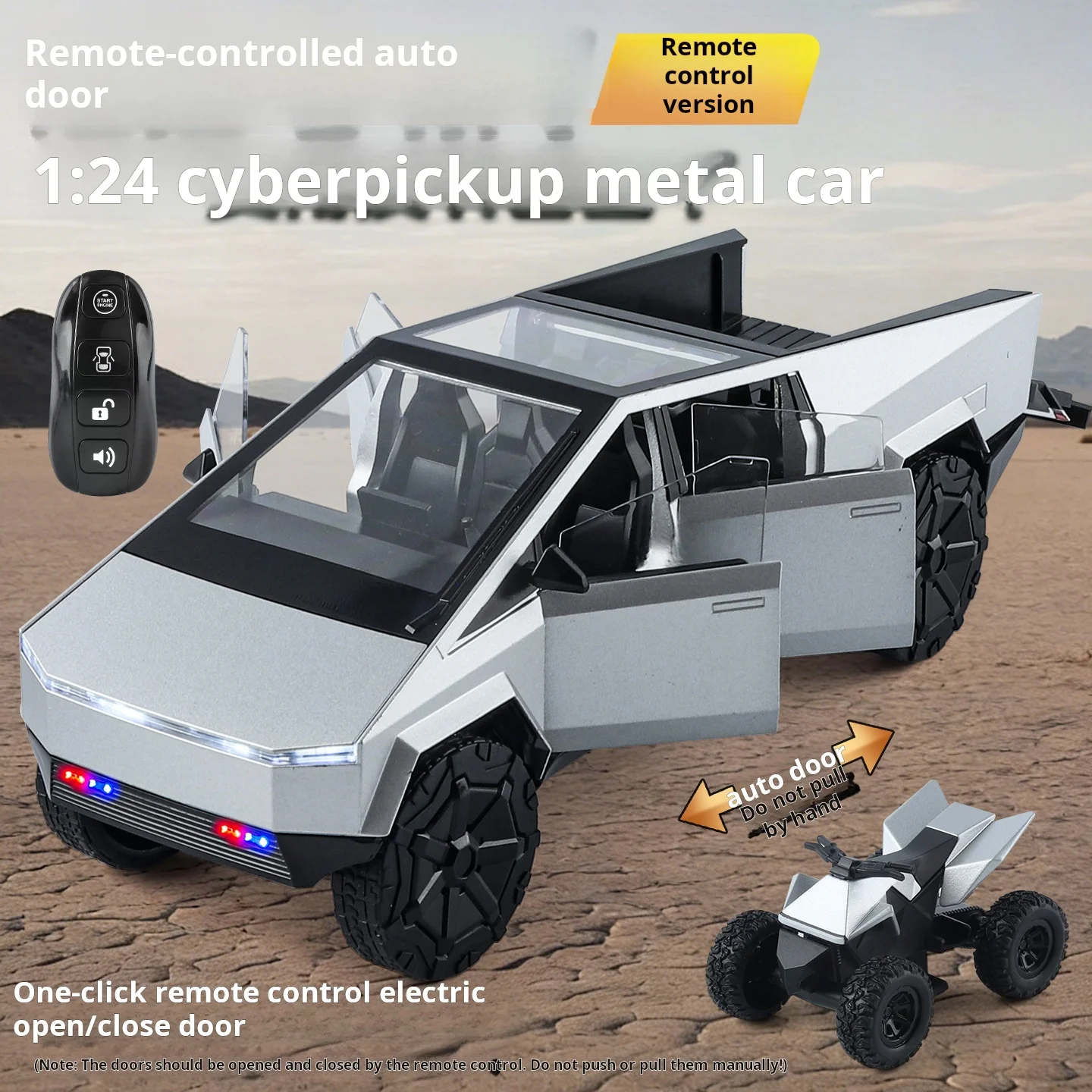 1:24 Remote Control Electric Door Cyber Pickup Exquisite Alloy Car Model Mecha-Style Off-Road Vehicle Metal Toy Brithday Gifts
1:24 Remote Control Electric Door Cyber Pickup Exquisite Alloy Car Model Mecha-Style Off-Road Vehicle Metal Toy Brithday Gifts