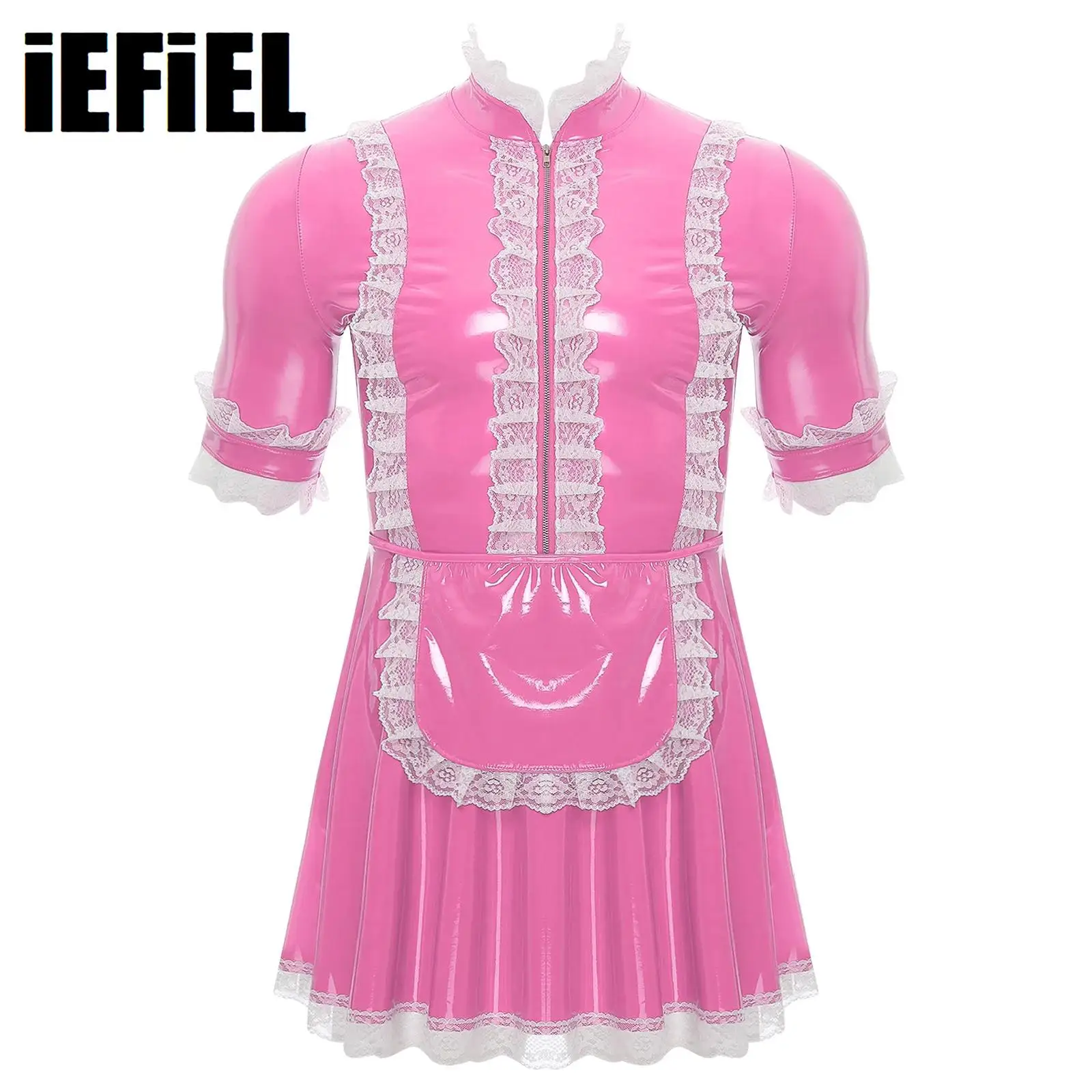 Mens PVC Leather Sissy Maid Uniform Short Sleeve Lace Trim Dress with Apron Cross Dress Temptation Anime Cosplay Costume
Mens PVC Leather Sissy Maid Uniform Short Sleeve Lace Trim Dress with Apron Cross Dress Temptation Anime Cosplay Costume
