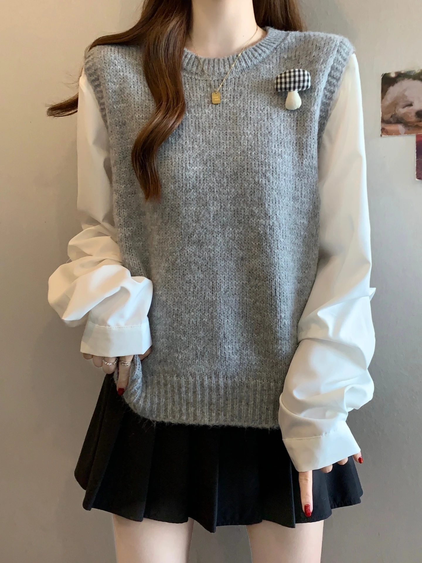 Slimming Design Knitted Vest Shirt Women's Fashion Spring Autumn Large Size PP Casual Comfortable Long Sleeve round Neck Top
Slimming Design Knitted Vest Shirt Women's Fashion Spring Autumn Large Size PP Casual Comfortable Long Sleeve round Neck Top