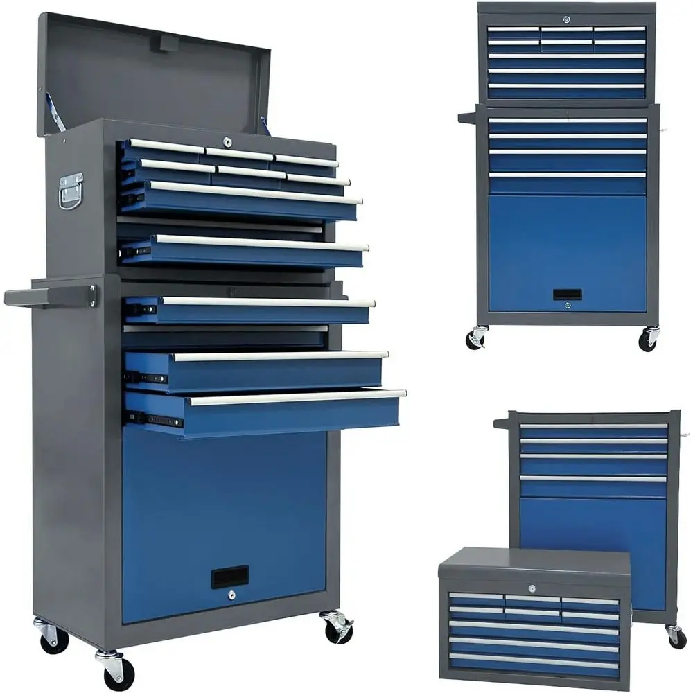 Portable Rolling Toolbox with Detachable Top, Blue and Grey
Portable Rolling Toolbox with Detachable Top, Blue and Grey