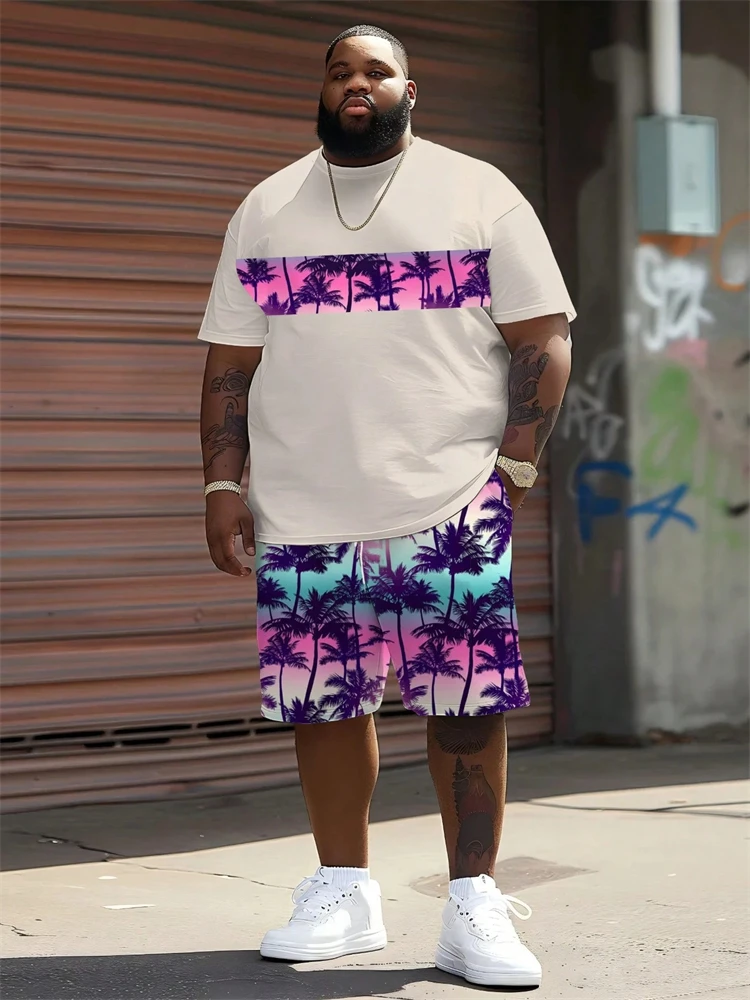 Hawaiian Beach Coconut Tree Print Set Men's Summer T-Shirt Set Mens Casual Short-Sleeve T-Shirt and Shorts Set Lightweight Style
Hawaiian Beach Coconut Tree Print Set Men's Summer T-Shirt Set Mens Casual Short-Sleeve T-Shirt and Shorts Set Lightweight Style