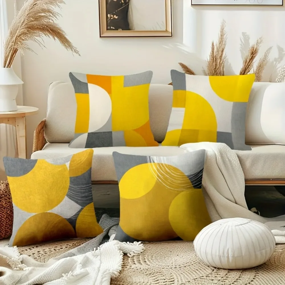 4pcs Geometric Style Pillows in Yellow and Gray Tones Display Modern Simplicity for Home Sofa Room Decoration Zipper Closure
4pcs Geometric Style Pillows in Yellow and Gray Tones Display Modern Simplicity for Home Sofa Room Decoration Zipper Closure