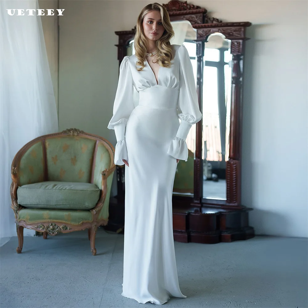 UETEEY Customized Puff Sleeves Pleats Crepe Sheath Wedding Dress V Neck Zipper Back Floor Length Bridal Gown vestidos de novia
UETEEY Customized Puff Sleeves Pleats Crepe Sheath Wedding Dress V Neck Zipper Back Floor Length Bridal Gown vestidos de novia