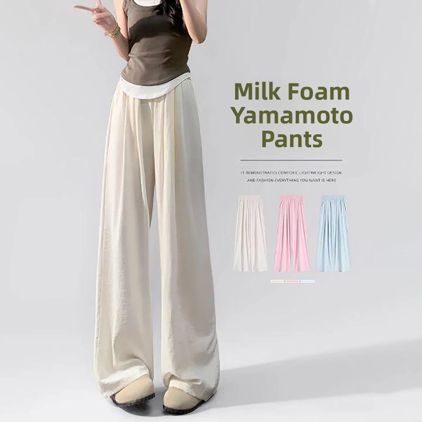 Mountain Summer Thin New Style Korean Lazy Walking Pants Ice Silk Wide Leg Pants High Waist Loose Fit Casual Trousers
Mountain Summer Thin New Style Korean Lazy Walking Pants Ice Silk Wide Leg Pants High Waist Loose Fit Casual Trousers