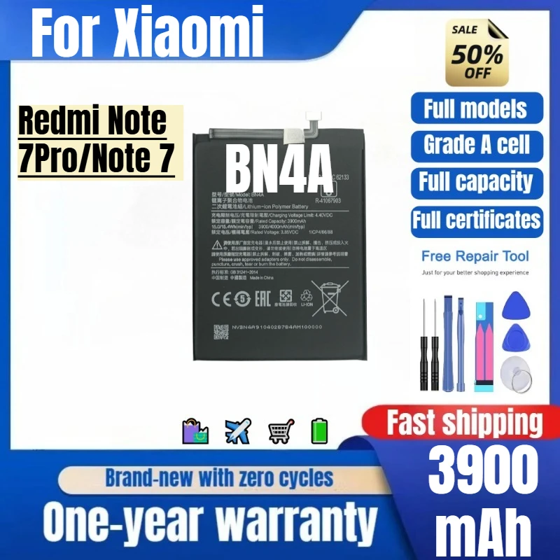 BN4A for MIUI Xiaomi Redmi Note 7Pro/Note 7 Phone Battery High Quality High Capacity Replacement Bateria Grade A Cell with Tools
BN4A for MIUI Xiaomi Redmi Note 7Pro/Note 7 Phone Battery High Quality High Capacity Replacement Bateria Grade A Cell with Tools