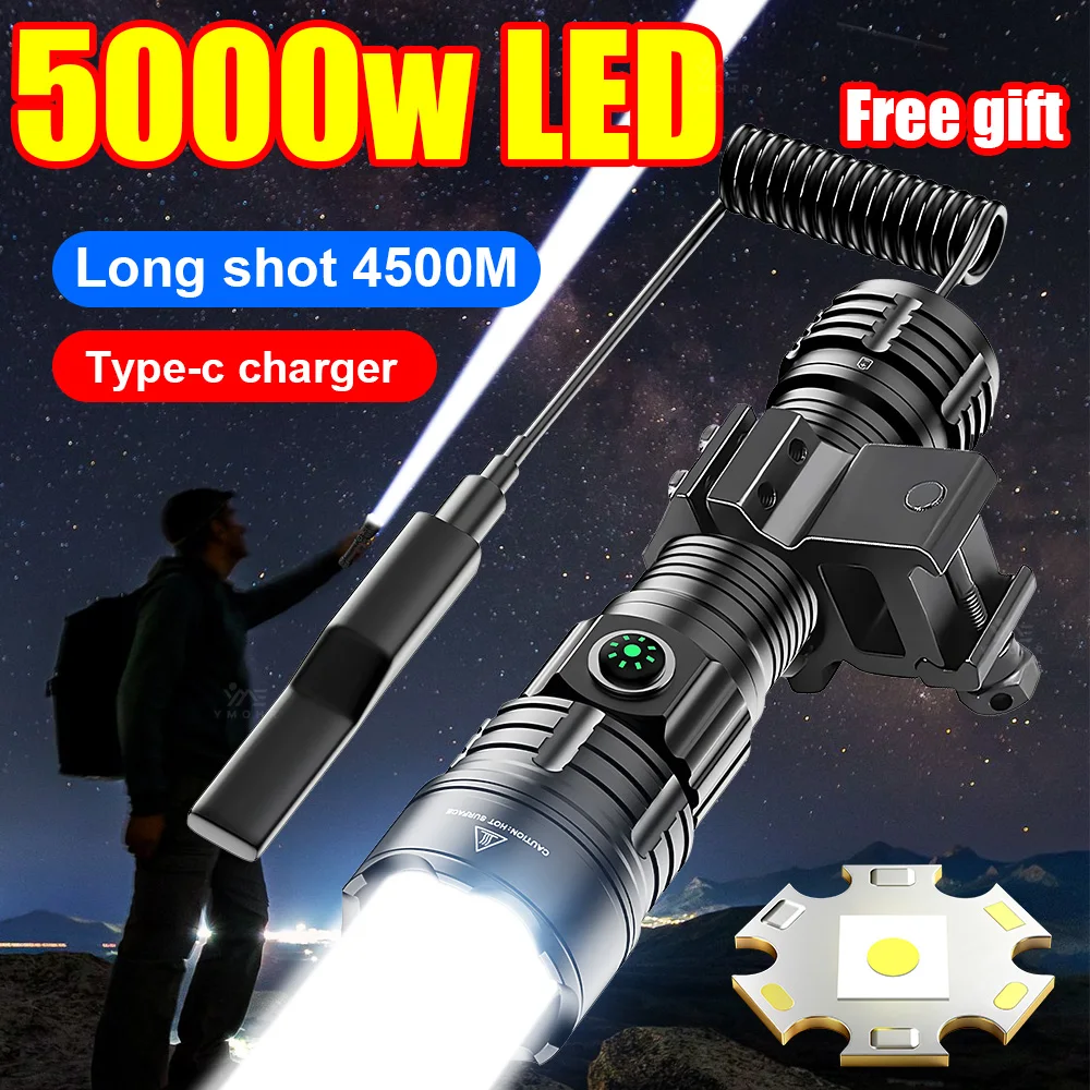 5000W Super Bright Flashlight Rechargeable High Power Torch Focused Light Camping Lantern Ultra Powerful Flashlight Zoom Outdoor
5000W Super Bright Flashlight Rechargeable High Power Torch Focused Light Camping Lantern Ultra Powerful Flashlight Zoom Outdoor