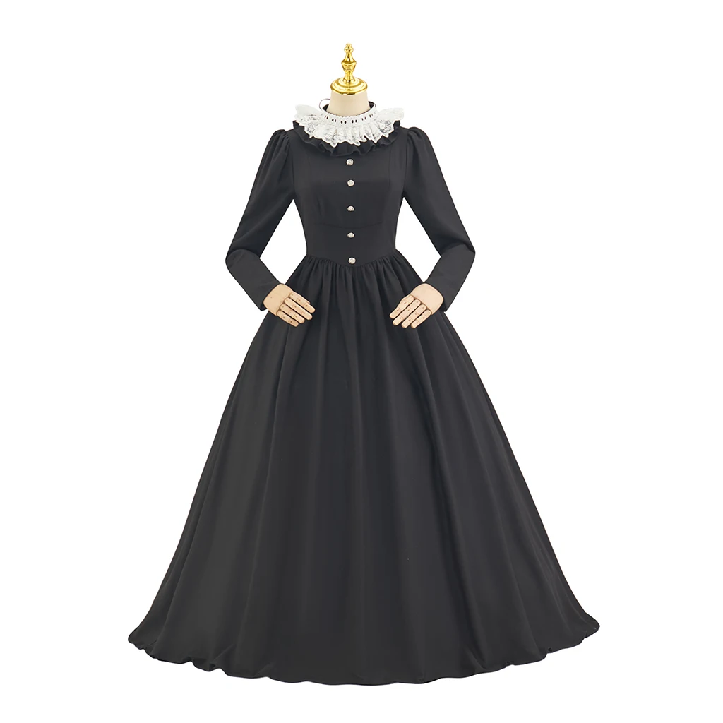 Victorian Edwardian Black Dress with White Lace Neck Collar Women Queen Elizabeth Ruffs Retro Medieval Court Victorian Dress
Victorian Edwardian Black Dress with White Lace Neck Collar Women Queen Elizabeth Ruffs Retro Medieval Court Victorian Dress