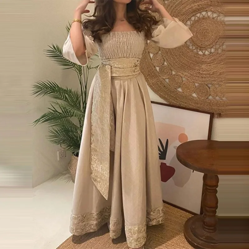 Темпераментное повседневное длинное платье с одним словом и роговыми рукавами, платье с поясом, осень 2022, новая одежда, модная уличная женская одежда
Темпераментное повседневное длинное платье с одним словом и роговыми рукавами, платье с поясом, осень 2022, новая одежда, модная уличная женская одежда