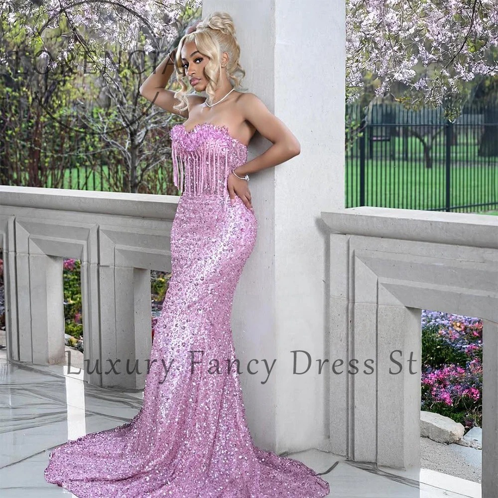 Sparkly Crystal Tassel Prom Dresses Glitter Mermaid Evening Party Gowns Customized Sleeveless Strapless robe de soiree dubaï
Sparkly Crystal Tassel Prom Dresses Glitter Mermaid Evening Party Gowns Customized Sleeveless Strapless robe de soiree dubaï