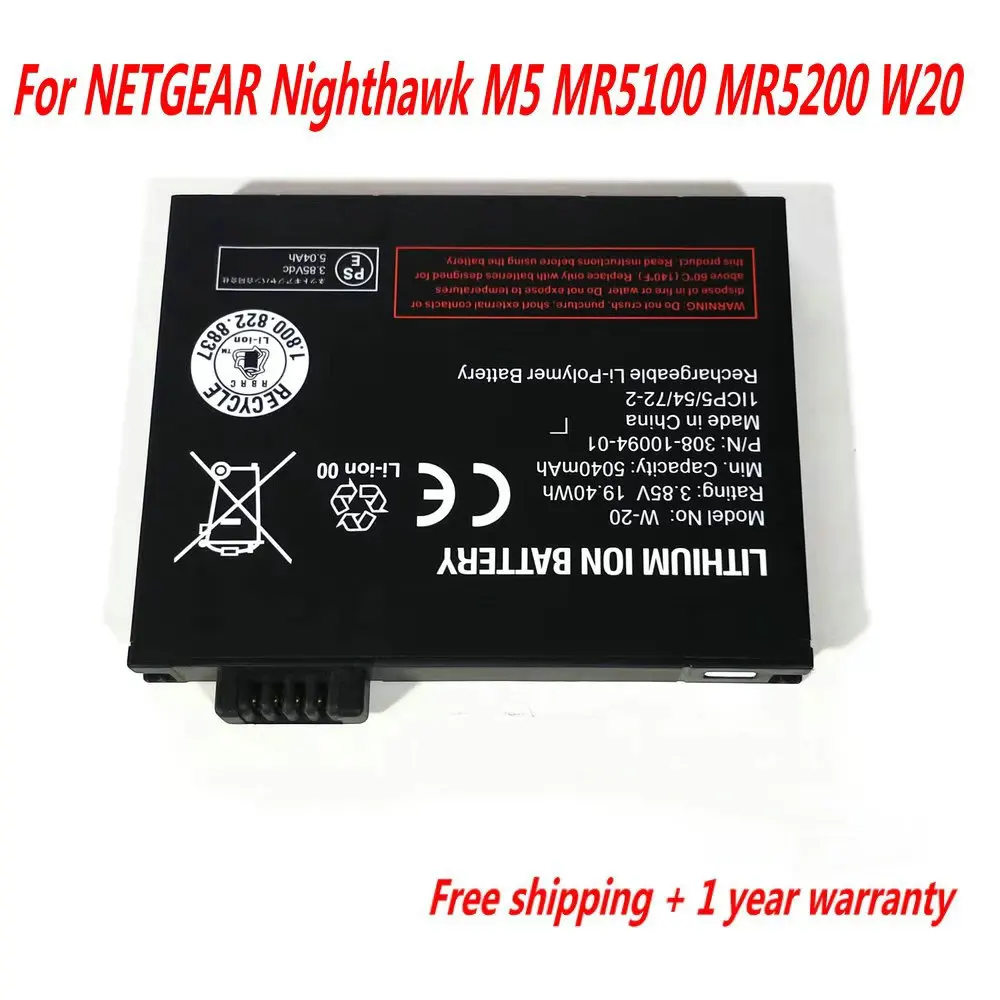 Original 5040mAh W-20 Battery For NETGEAR Nighthawk M5 MR5100 MR5200 W20 Wireless Router
Original 5040mAh W-20 Battery For NETGEAR Nighthawk M5 MR5100 MR5200 W20 Wireless Router