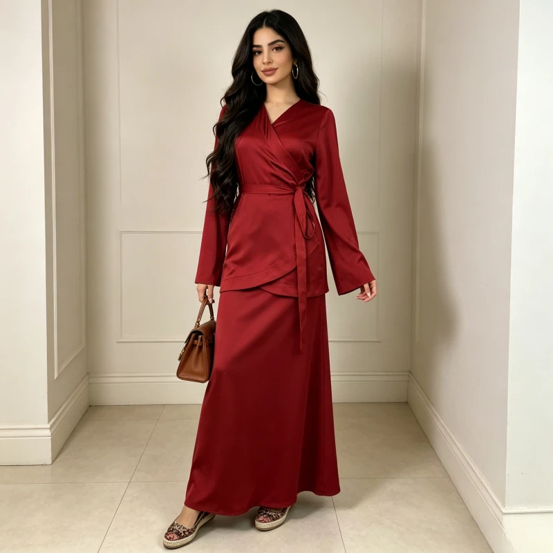 Skirt Suit Women Eid Muslim Shirt Skirts 2 Piece Sets Ramadan Lace Up Top Morocco Dubai Ensemble Arabic Outfits 2026 Summer
Skirt Suit Women Eid Muslim Shirt Skirts 2 Piece Sets Ramadan Lace Up Top Morocco Dubai Ensemble Arabic Outfits 2026 Summer