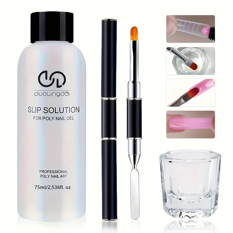 Nail Slip Solution - 2.5Oz Anti- Gel Liquid for Poly Gel Nails with a Dual-Ended Brush - Ideal for Novices
Nail Slip Solution - 2.5Oz Anti- Gel Liquid for Poly Gel Nails with a Dual-Ended Brush - Ideal for Novices