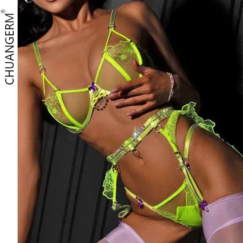 CHUANGERM Neon Erotic Lace Lingerie Transparent Bra Kit Push Up Fairy Exotic Sets Sensual Luxury Sexy Outfits Delicate Underwear
CHUANGERM Neon Erotic Lace Lingerie Transparent Bra Kit Push Up Fairy Exotic Sets Sensual Luxury Sexy Outfits Delicate Underwear
