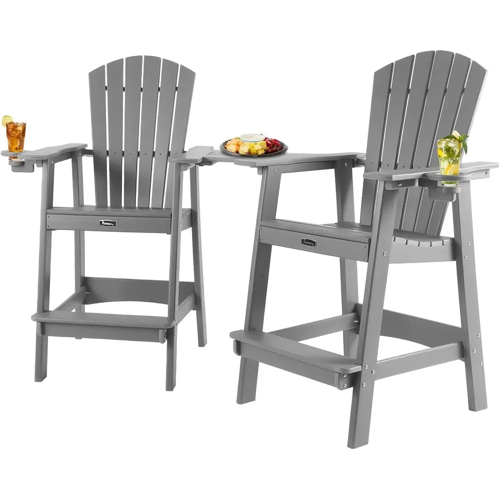 Set of 2 Weather-Resistant High Top Outdoor Balcony Chairs with Detachable Side Table and Cup Holders
Set of 2 Weather-Resistant High Top Outdoor Balcony Chairs with Detachable Side Table and Cup Holders