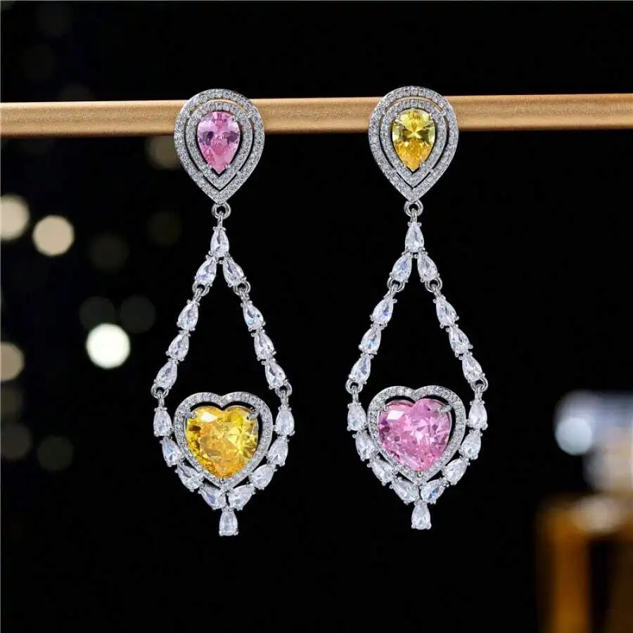 Heart Shaped Drop Earrings For Women, Fashionable Long Dangle Earrings With Zircon And Crystal
Heart Shaped Drop Earrings For Women, Fashionable Long Dangle Earrings With Zircon And Crystal