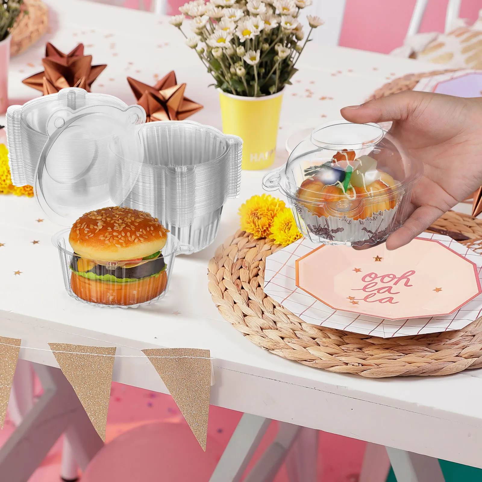 50Pcs Clear Cupcake Boxes Small Cake Containers Safe Pet Material Dessert Storage Muffin Wrapping Cupcake Box Mini Cake Boxes
50Pcs Clear Cupcake Boxes Small Cake Containers Safe Pet Material Dessert Storage Muffin Wrapping Cupcake Box Mini Cake Boxes