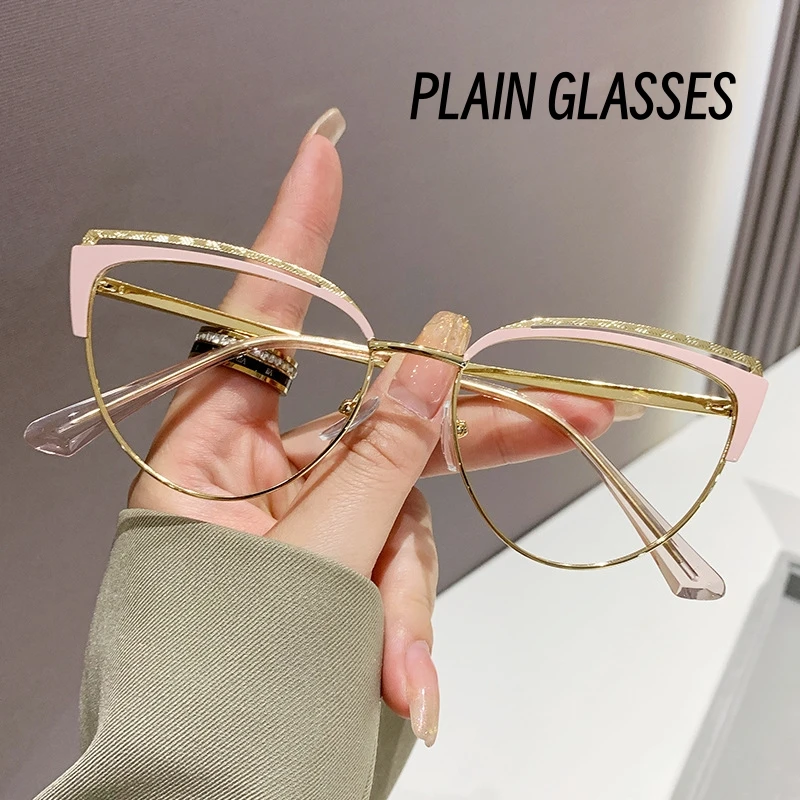 Ladies Cat Eye Design Plain Glasses Metal Anti Blue Light Computer Eyewear Women Luxury Brand Optical Spectacle Eyeglasses
Ladies Cat Eye Design Plain Glasses Metal Anti Blue Light Computer Eyewear Women Luxury Brand Optical Spectacle Eyeglasses